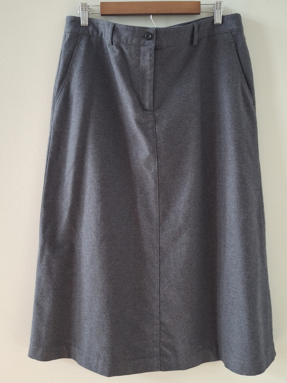 LL Bean COTTON Women's Charcoal A-Line Maxi Skirt with Clean Front Seam Pockets